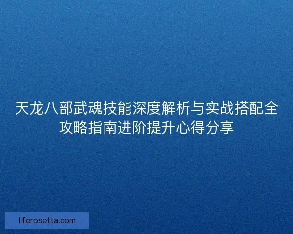 天龙八部武魂技能深度解析与实战搭配全攻略指南进阶提升心得分享